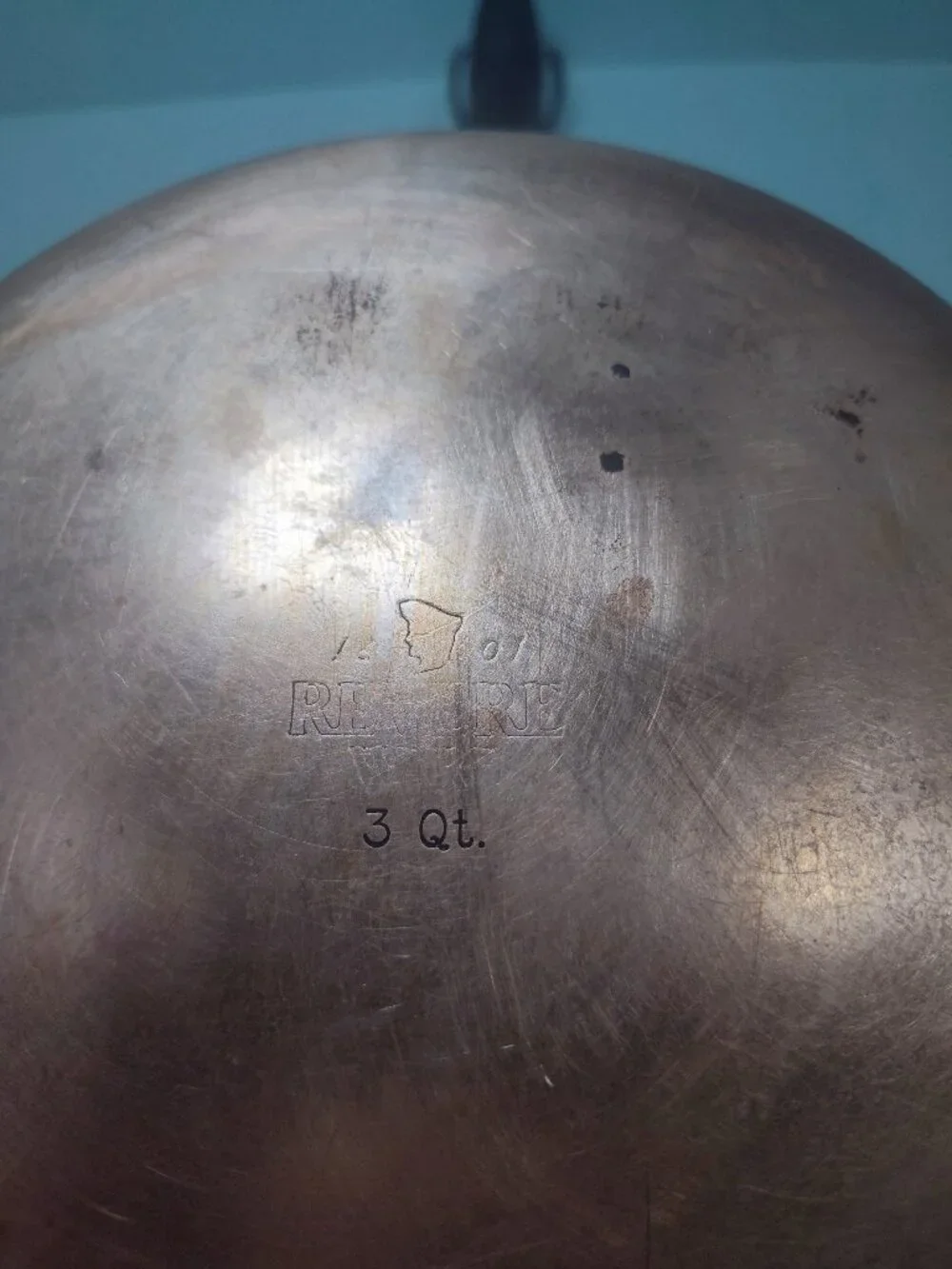 Vtg 1801 Revere Ware 3 Qt Copper Bottom Stainless Saucepan Pot w/ Lid Clinton IL